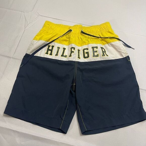 Tommy Hilfiger Colorblock Spell Out Swim Trunks Board Shorts Size Medium - Picture 1 of 9